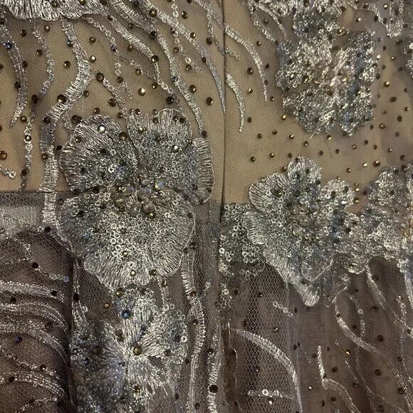 Mac Duggal 20286 Embellished Gown Plunge V-neck‎ Long Sleeve Midi Dress 10 $598 - Picture 5 of 7